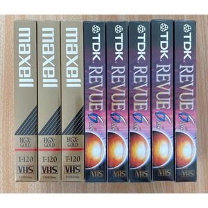 Maxell and TDK T-120 Lot of 8 Brand New Sealed Blank VHS Tapes for Recording 8pc